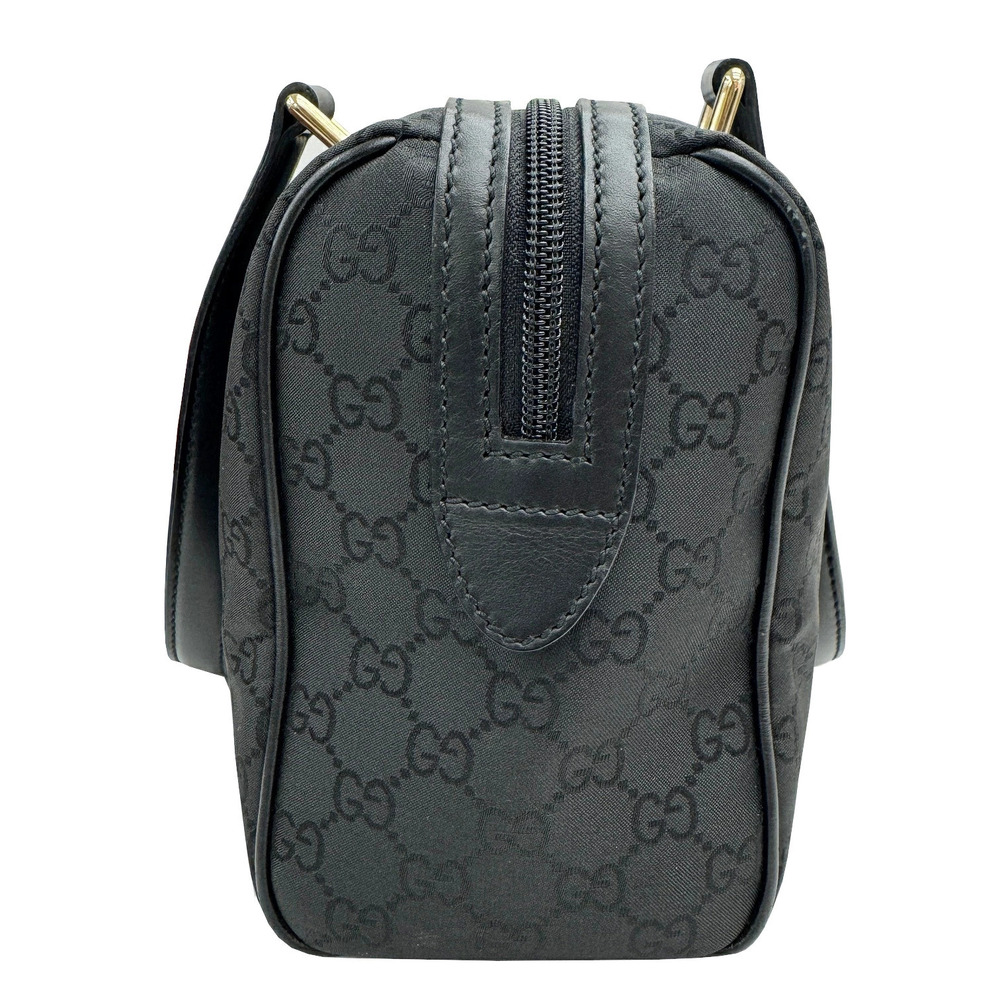 Gucci Bag Black GG Leather Boston Handbag Shoulder